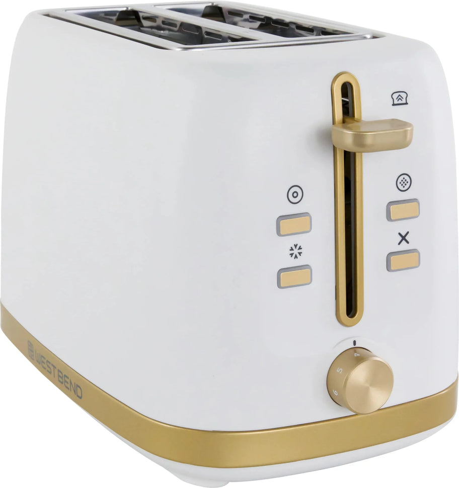 West Bend - Timeless 2-Slice White & Gold Toaster - TTWB2SWG13