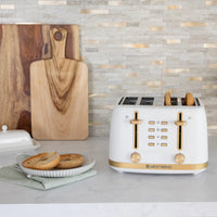 West Bend - Timeless 4-Slice White & Gold Toaster - TTWB4SWG13