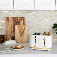 West Bend - Timeless 4-Slice White & Gold Toaster - TTWB4SWG13