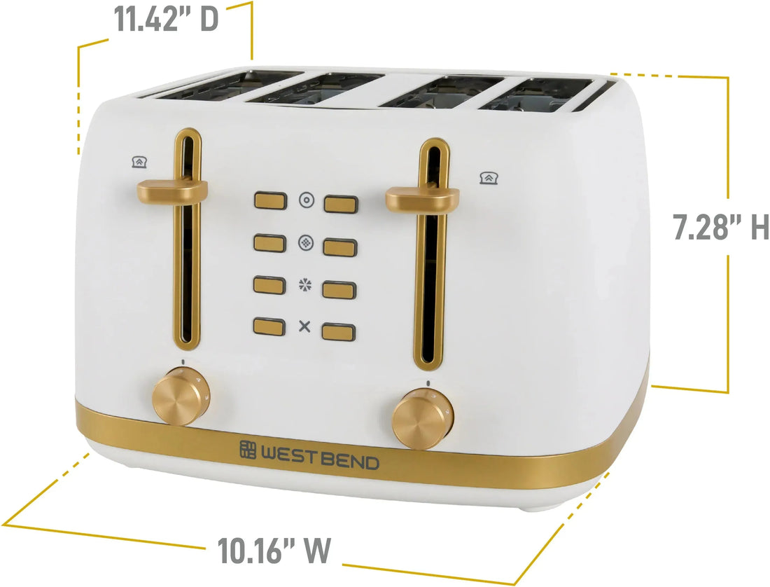 West Bend - Timeless 4-Slice White & Gold Toaster - TTWB4SWG13