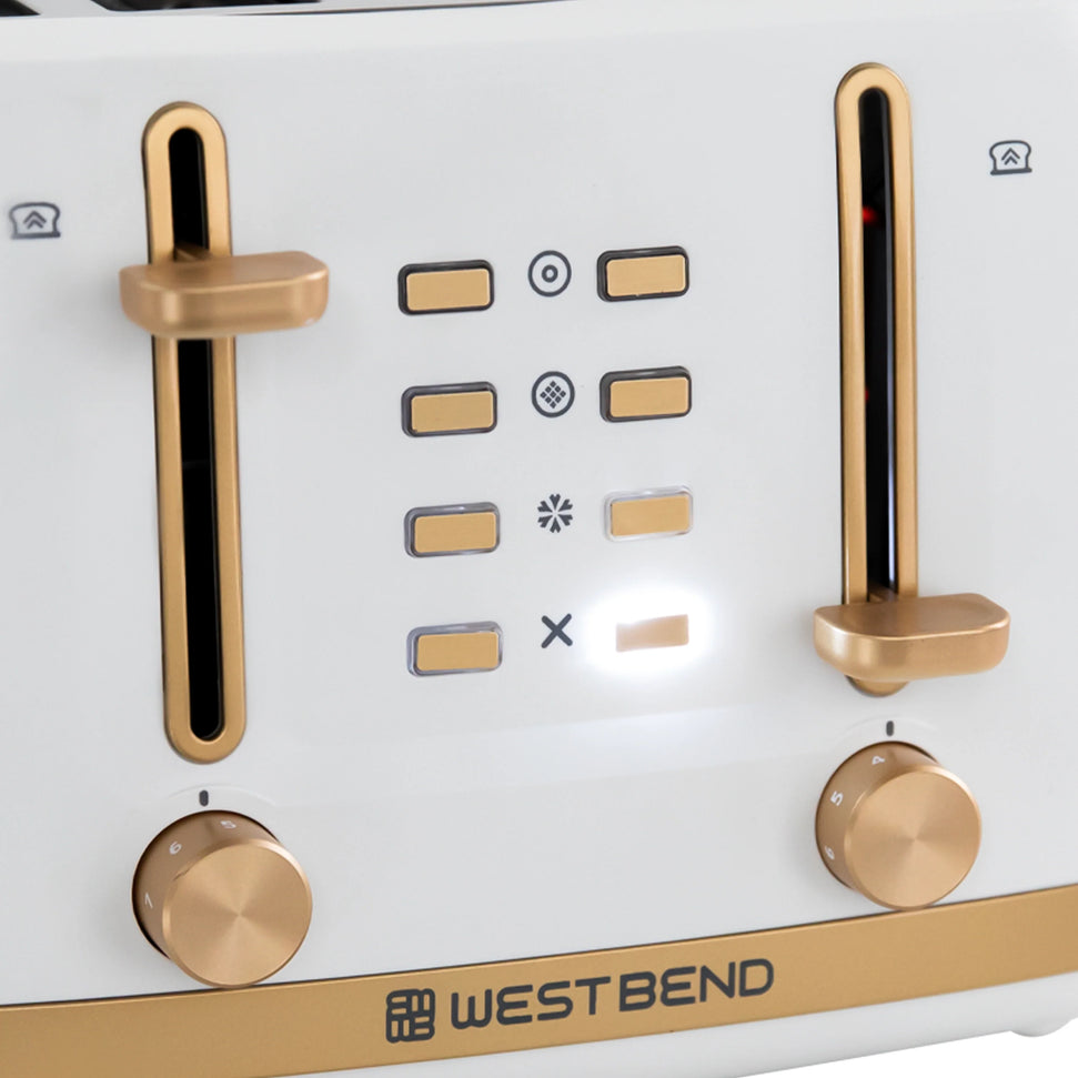 West Bend - Timeless 4-Slice White & Gold Toaster - TTWB4SWG13