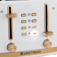 West Bend - Timeless 4-Slice White & Gold Toaster - TTWB4SWG13