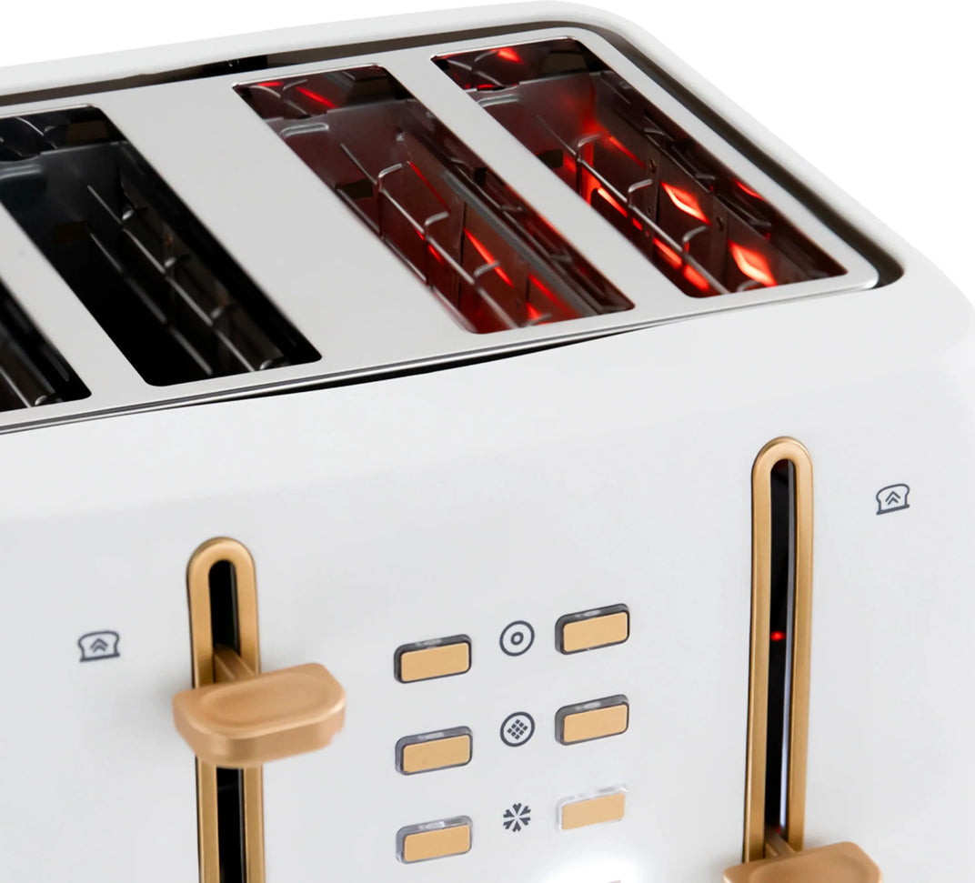 West Bend - Timeless 4-Slice White & Gold Toaster - TTWB4SWG13