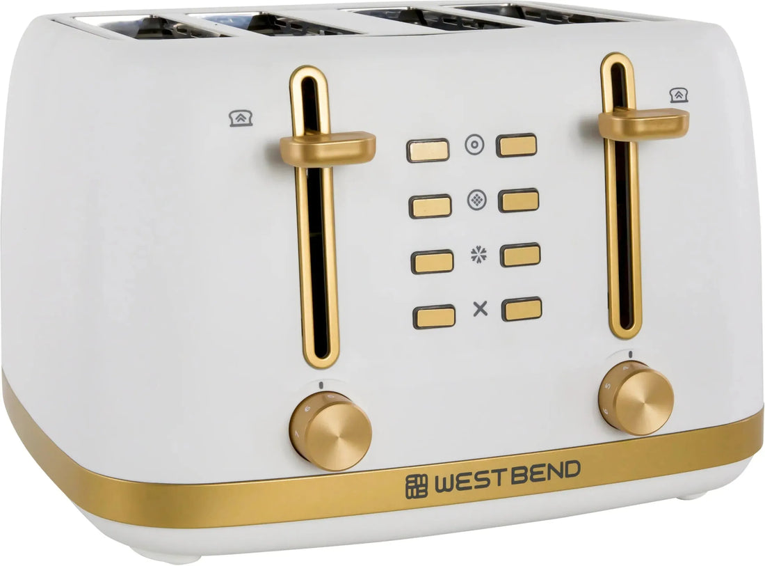 West Bend - Timeless 4-Slice White & Gold Toaster - TTWB4SWG13