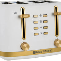 West Bend - Timeless 4-Slice White & Gold Toaster - TTWB4SWG13