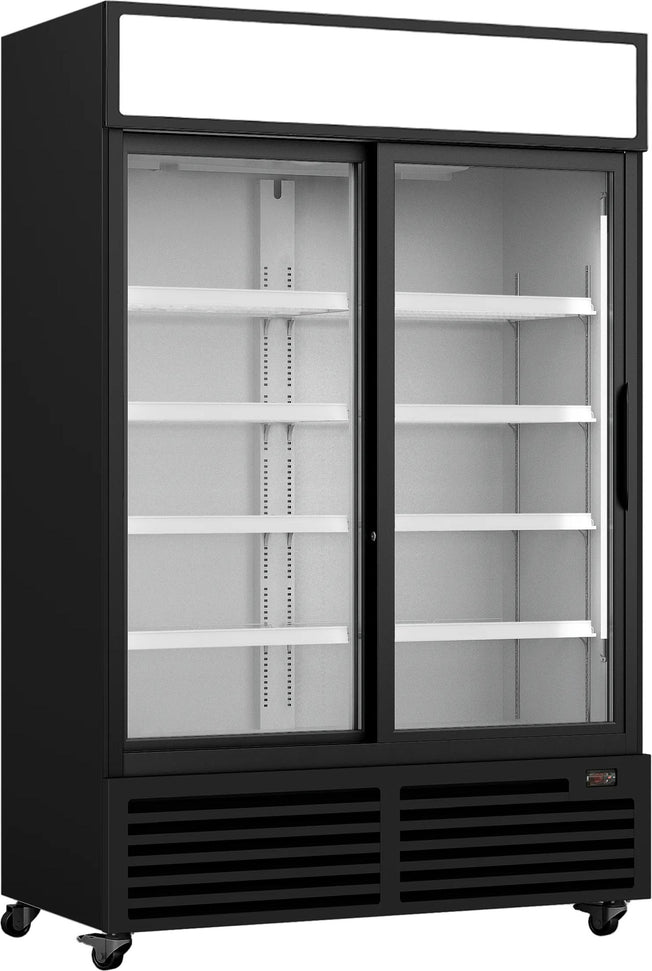 Western Refrigeration - 54" Black Two Glass Sliding Door Reach In Cooler Refrigerator - WR44S