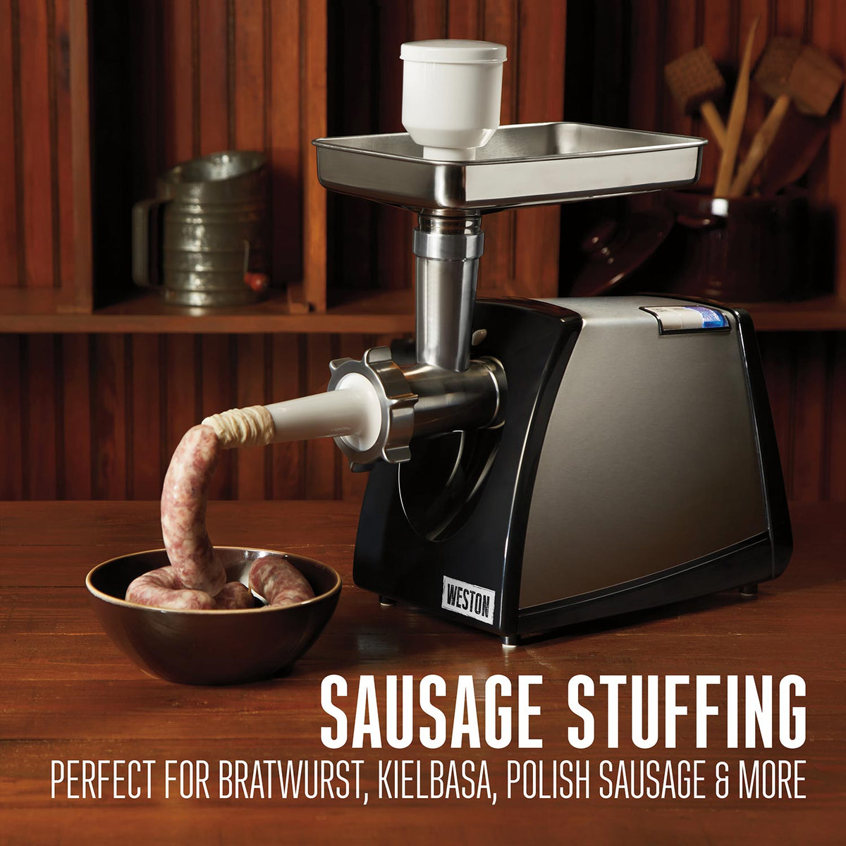 Weston - 650 W #8 Electric Meat Grinder & Sausage Stuffer - 33-0801-W