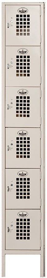 Winholt - 12" x 15" Single Column Six Door Slant Top Locker - WL-66-15-ST (Non-Cancelable Item, ETA 2-4 Weeks, SPECIAL ORDER)