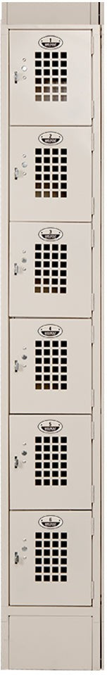 Winholt - 12" x 15" Single Column Six Door Slant Top Locker - WL-66-15-ST (Non-Cancelable Item, ETA 2-4 Weeks, SPECIAL ORDER)