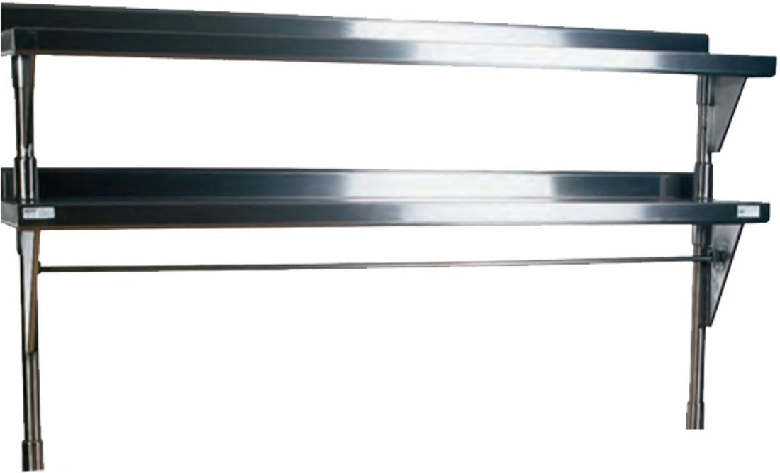 Winholt - 12" x 48" Stainless Steel Double Mount Overshelf & Table - SSTMDS-1248 (Non-Cancelable Item, ETA 2-4 Weeks, SPECIAL ORDER)