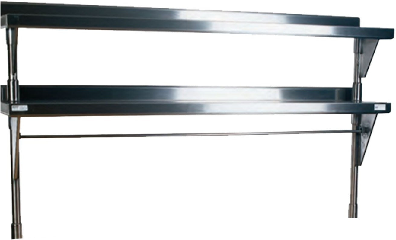 Winholt - 12" x 48" Stainless Steel Double Mount Overshelf & Table - SSTMDS-1248 (Non-Cancelable Item, ETA 2-4 Weeks, SPECIAL ORDER)