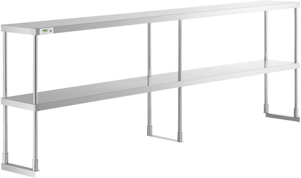 Winholt - 12" x 96" Stainless Steel Double Mount Overshelf & Table - SSTMDS-1296 (Non-Cancelable Item, ETA 2-4 Weeks, SPECIAL ORDER)