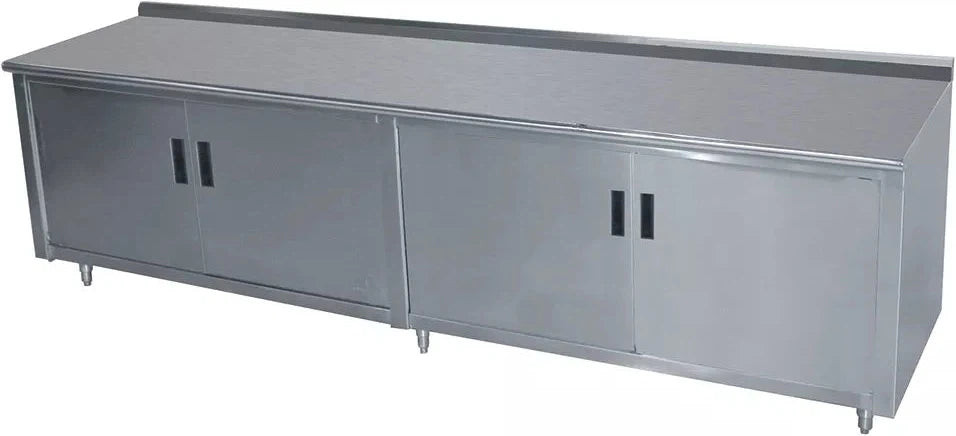 Winholt - 120" x 30" Stainless Steel Enclosed Cabinet Worktable with 4 Hinged Doors and Middle Shelf - STCT-D30120-MS (Non-Cancelable Item, ETA 2-4 Weeks, SPECIAL ORDER)