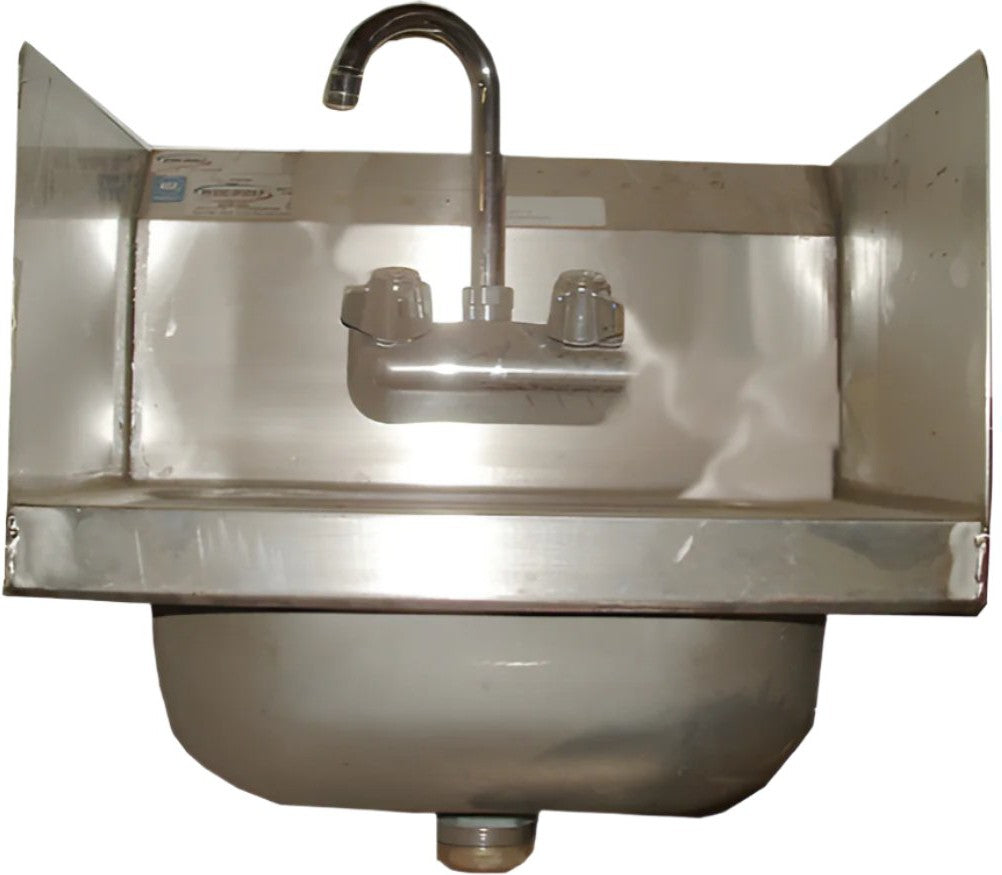 Winholt - 14" x 10" Stainless Steel Hand Sink with Knee Valve and Both Side Splashes - WHWS1410KV-2SS (Non-Cancelable Item, ETA 2-4 Weeks, SPECIAL ORDER)