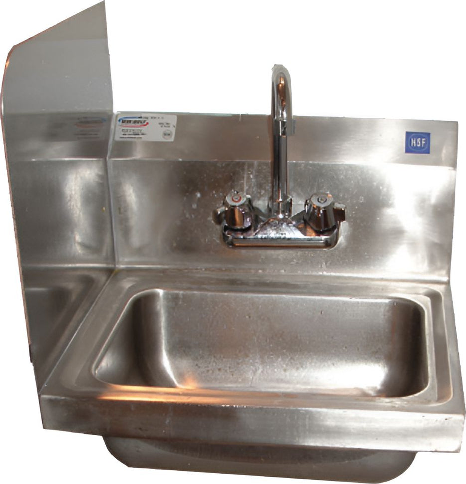 Winholt - 14" x 10" Stainless Steel Hand Sink with Knee Valve and Left Side Splashes - WHWS1410KV-LS (Non-Cancelable Item, ETA 2-4 Weeks, SPECIAL ORDER)