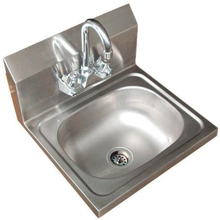 Winholt - 14" x 10" x 5" Stainless Steel Hand Sink with Side Splash & Wrist Blade Faucet - WS-HS-1410-5-F-2SS-WB (Non-Cancelable Item, ETA 2-4 Weeks, SPECIAL ORDER)