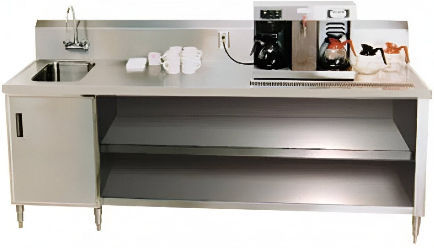 Winholt - 14" x 16" x 12" Stainless Steel Right Side Built-in Sink Beverage Counter with Arine Edge Across Front & Side - SSTCT-BC-3060-R (Non-Cancelable Item, ETA 2-4 Weeks, SPECIAL ORDER)