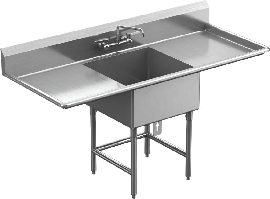 Winholt - 16" X 20" 1 Compartment with 2 Drainboards Stainless Steel Sink - WS1T16202D18 (Non-Cancelable Item, ETA 2-4 Weeks, SPECIAL ORDER)