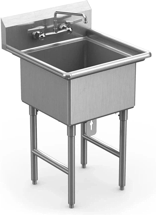Winholt - 16" x 18" x 12" Stainless Steel One Compartment Sink with Left Splash - WS1T1618LSS (Non-Cancelable Item, ETA 2-4 Weeks, SPECIAL ORDER)