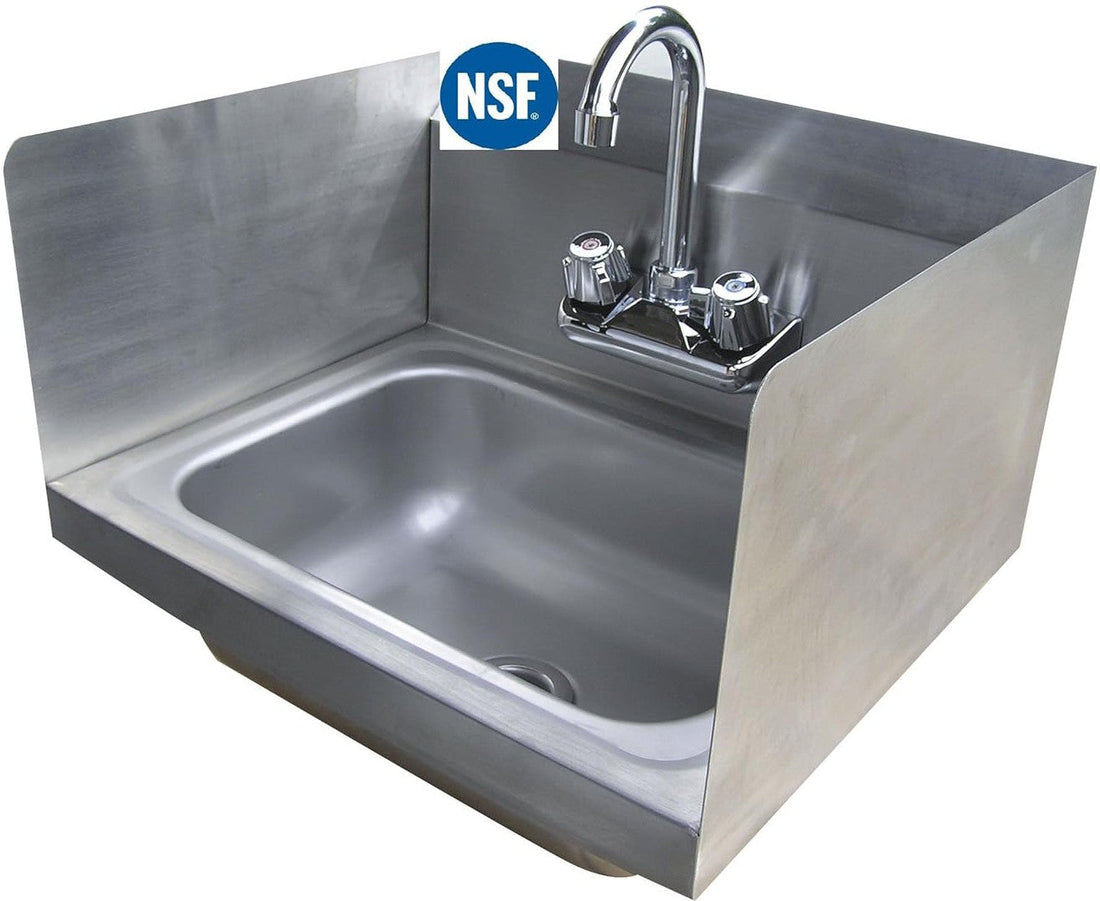 Winholt - 16" x16" Stainless Steel Hand Sink with Knee Bracket, Gooseneck Faucet & 2 Side Splashes - WS-HS-1616KV-2SS-SV (Non-Cancelable Item, ETA 2-4 Weeks, SPECIAL ORDER)