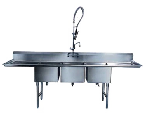 Winholt - 18" x 14" Stainless Steel Three Compartment Sink - WS3T10142D18 (Non-Cancelable Item, ETA 2-4 Weeks, SPECIAL ORDER)