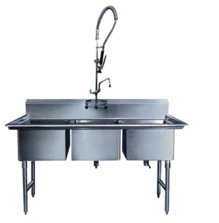 Winholt - 18" x 18" Stainless Steel Three Compartment Sink with 18" Drainboard - WS3T18182D18 (Non-Cancelable Item, ETA 2-4 Weeks, SPECIAL ORDER)