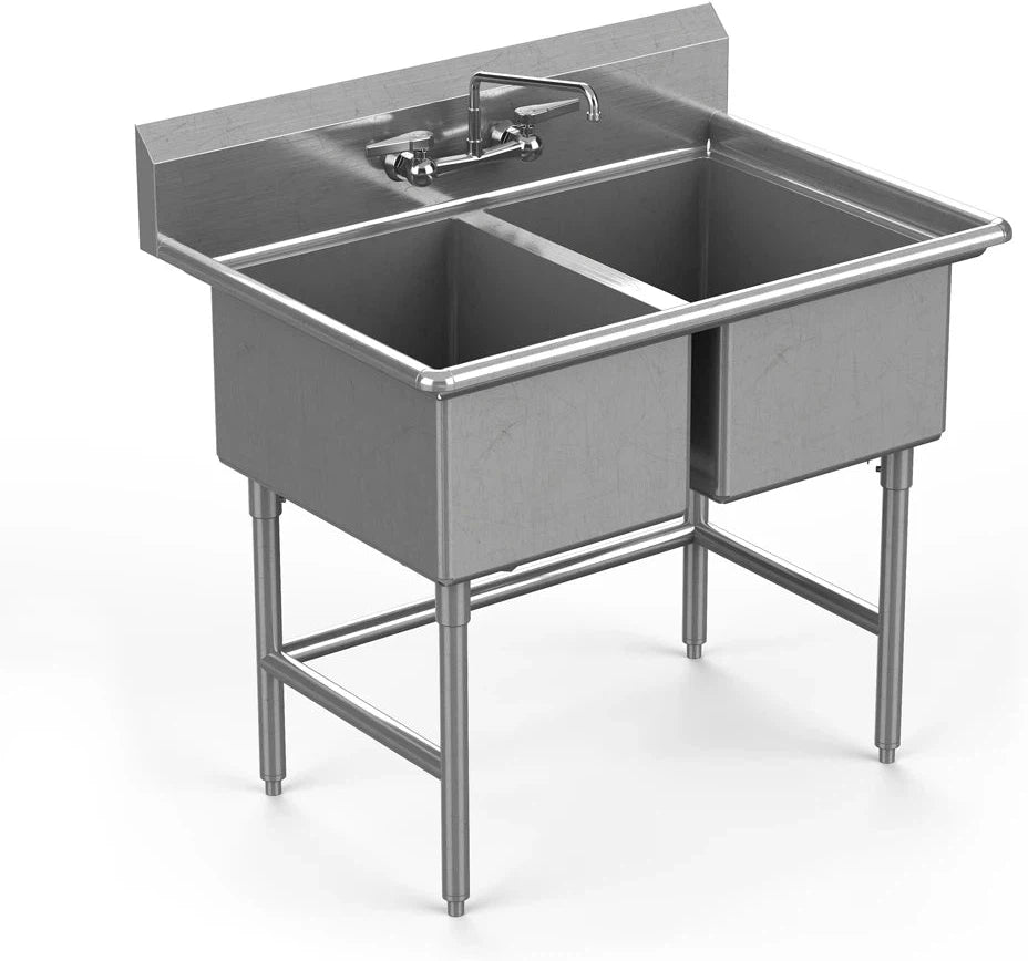 Winholt - 18" x 18" Stainless Steel Two Compartment Sink Without Drainboard - WS2T1818 (Non-Cancelable Item, ETA 2-4 Weeks, SPECIAL ORDER)