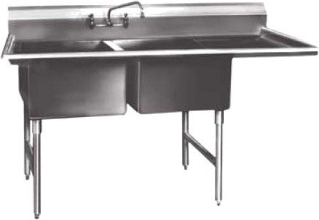 Winholt - 18" x 18" Stainless Steel Two Compartment Sink with 14" Backsplash - WS2T1818RD18-14DP-14GA (Non-Cancelable Item, ETA 2-4 Weeks, SPECIAL ORDER)