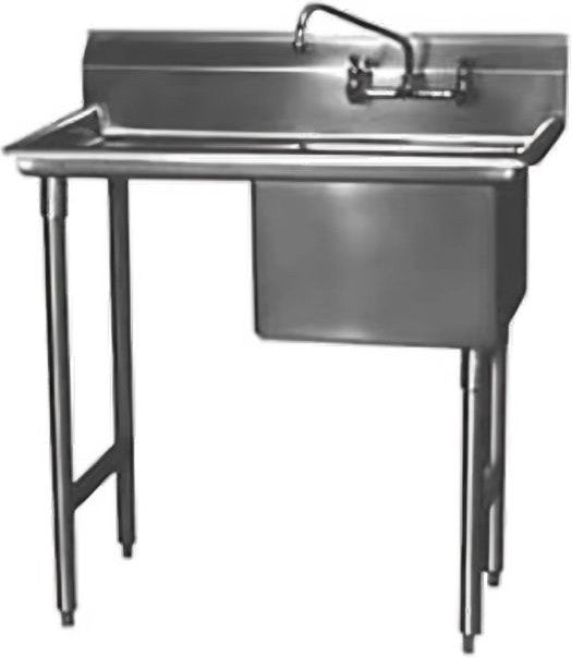 Winholt - 18" x 24" x 18" Stainless Steel One Compartment Sink with Right Drainboard - WS1T1824RD18 (Non-Cancelable Item, ETA 2-4 Weeks, SPECIAL ORDER)