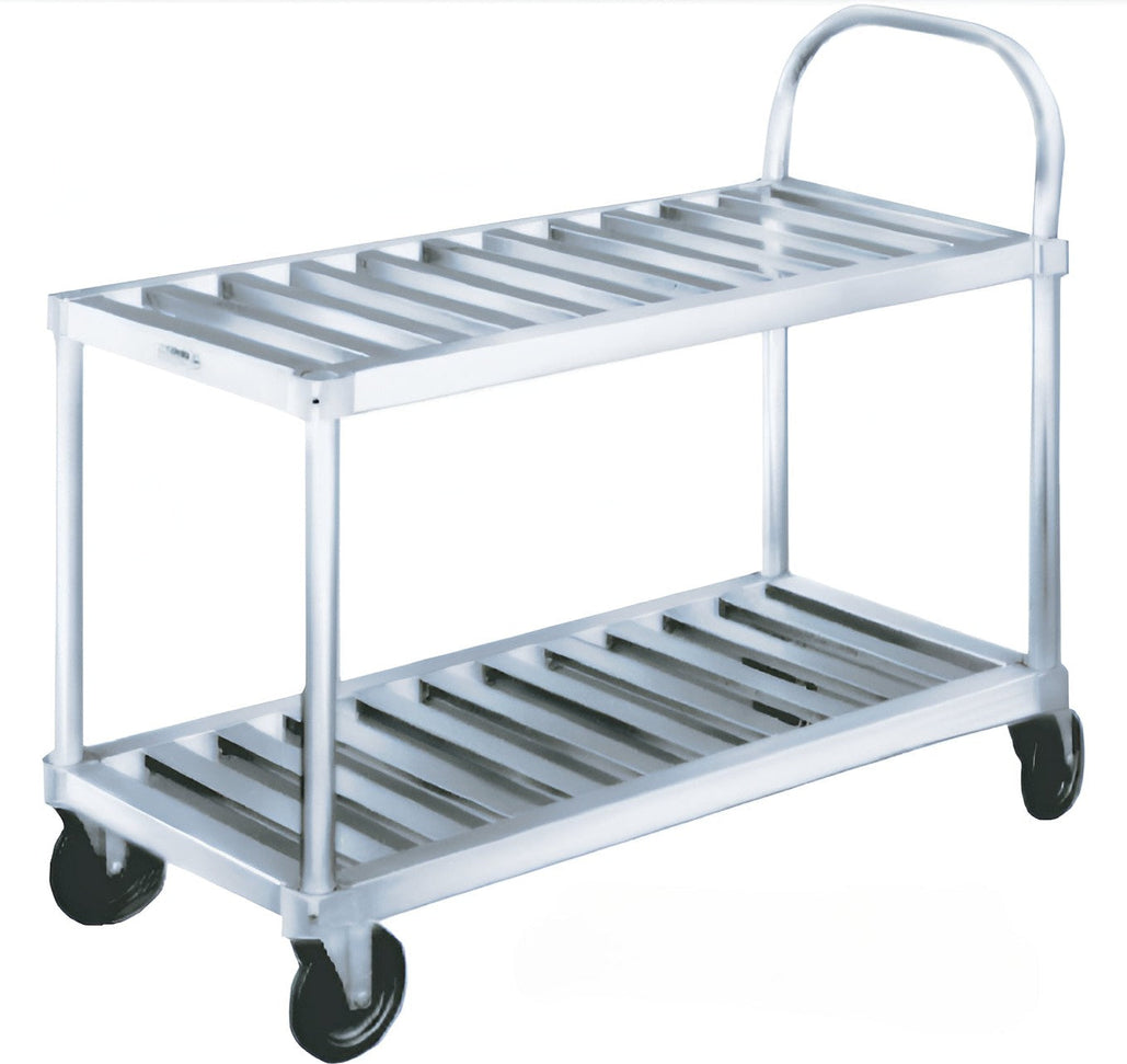 Winholt - 18" x 37" Aluminum Heavy Duty Sani Stock Carts T-Bar or Tubular Deck with Solid Top Shelf - TBST-1837-ST (Non-Cancelable Item, ETA 2-4 Weeks, SPECIAL ORDER)