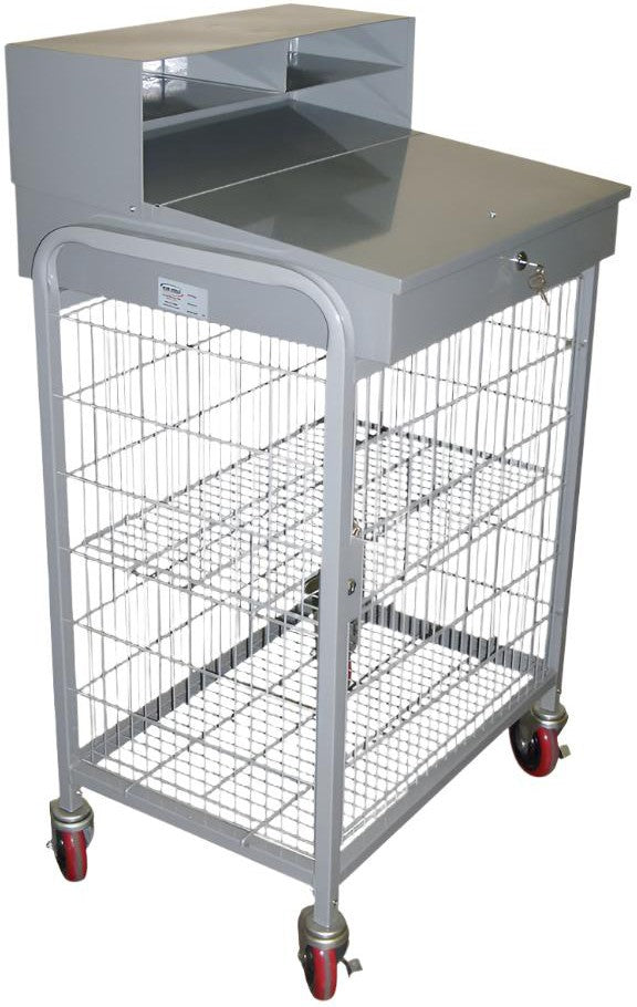 Winholt - 22" Gray Enclosed Wire Mesh Sides Steel Receiving Shop Desk - OTE-2227E1-GY (Non-Cancelable Item, ETA 2-4 Weeks, SPECIAL ORDER)