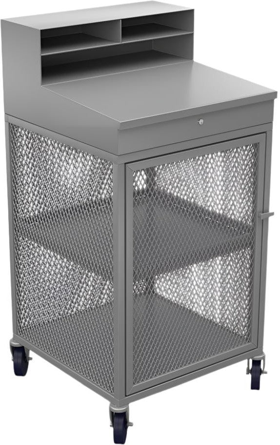 Winholt - 22" x 24" Receiving/Shop Desks Steel & Wire Mesh Sides With 2 Locking Casters - OTE-2224 (Non-Cancelable Item, ETA 2-4 Weeks, SPECIAL ORDER)