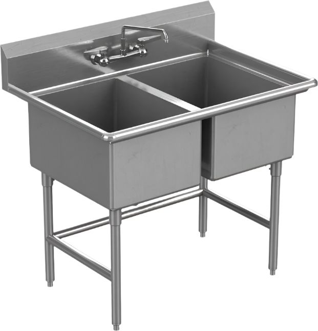 Winholt - 24" X 24" 2 Compartment Without Drainboards 14 Gauge Stainless Steel Sink - WS2T2424-14DP-14GA (Non-Cancelable Item, ETA 2-4 Weeks, SPECIAL ORDER)