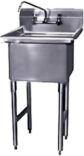 Winholt - 24" x 24" Stainless Steel One Compartment Sink with 9" Backsplash & 45° Return - WS1T2424-14DP-14GA (Non-Cancelable Item, ETA 2-4 Weeks, SPECIAL ORDER)
