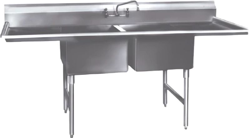 Winholt - 24" x 24" Stainless Steel Two Compartment Sink with 2 24" Right Drainboard - WS2T2424RD24 (Non-Cancelable Item, ETA 2-4 Weeks, SPECIAL ORDER)