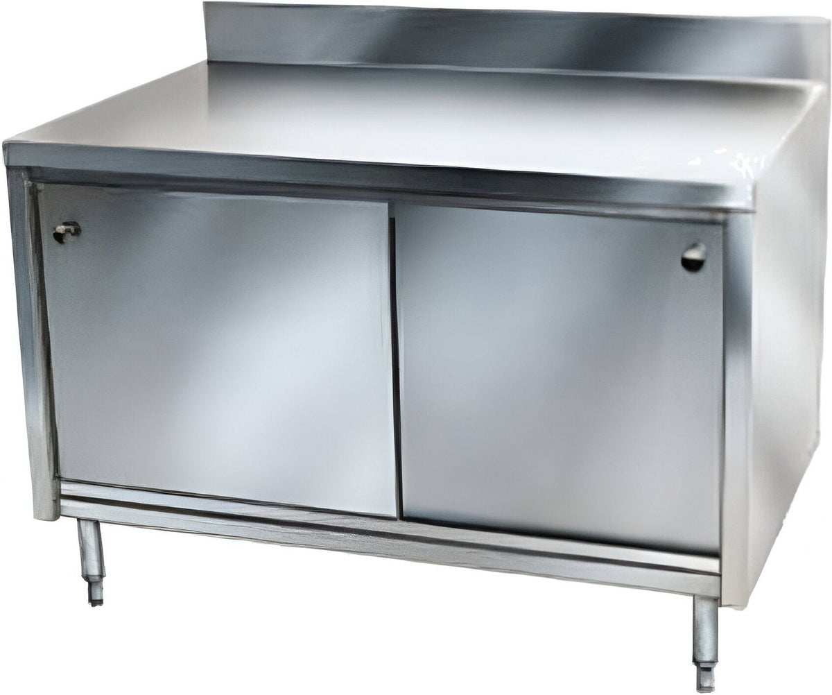 Winholt - 24" x 60" Stainless Steel Boxed Backsplash with 45° Return & (2) Sliding Doors Without Mid-Shelf Storage Cabinet - STCT-BBD2460 (Non-Cancelable Item, ETA 2-4 Weeks, SPECIAL ORDER)