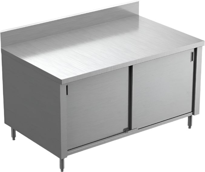 Winholt - 24" x 60" Stainless Steel Enclosed Base Table with Mid Shelf and Mobile Unit with Casters - STCT-BD2460-MS-MLC (Non-Cancelable Item, ETA 2-4 Weeks, SPECIAL ORDER)