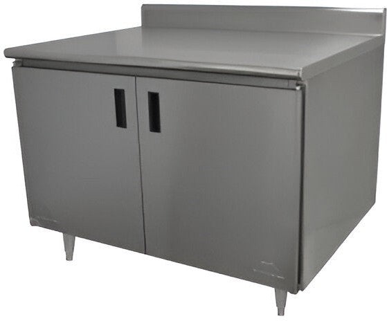 Winholt - 24" x 96" Stainless Steel Boxed Backsplash with 45° Return & (2) Sliding Doors Without Mid-Shelf Storage Cabinet - STCT-BBD2496 (Non-Cancelable Item, ETA 2-4 Weeks, SPECIAL ORDER)