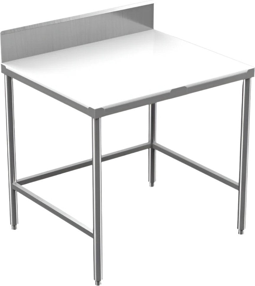 Winholt - 30" x 60" Stainless Steel Poly Top Open Base Work Table With Backsplash, and Mobile Unit with Casters - DPTB-3060-MLC (Non-Cancelable Item, ETA 2-4 Weeks, SPECIAL ORDER)