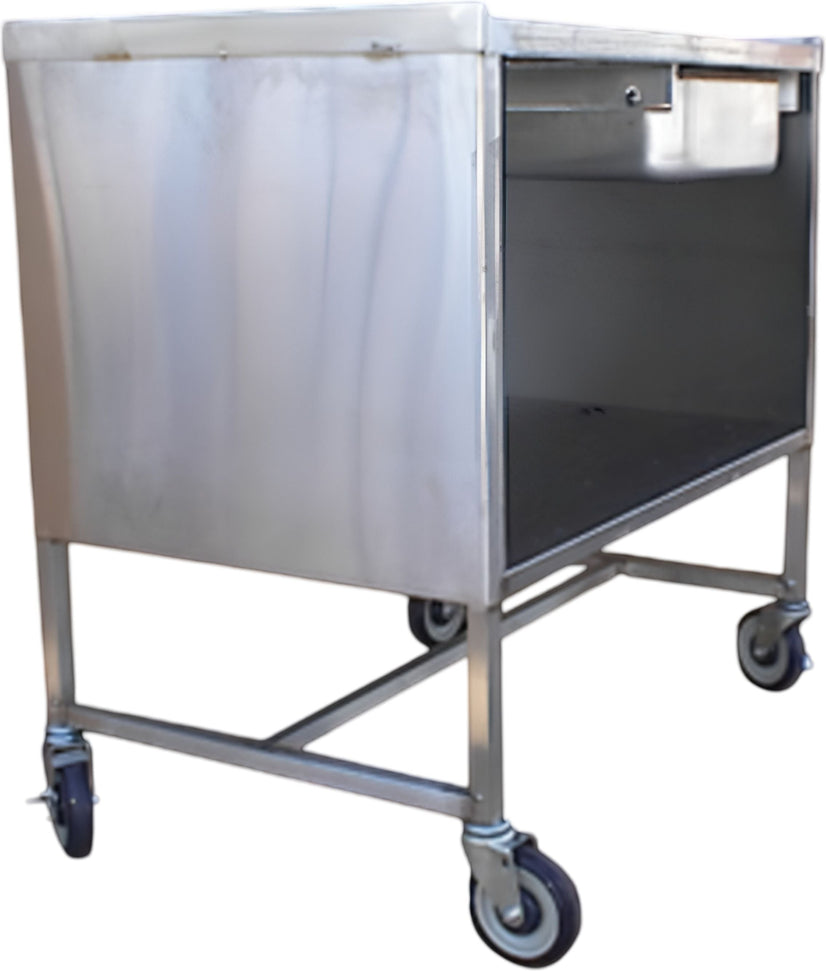 Winholt - 30" x 72" Stainless Steel Enclosed Mobile Table with Door & 4 Locking Caster - STCT-D3072-M (Non-Cancelable Item, ETA 2-4 Weeks, SPECIAL ORDER)