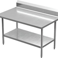 Winholt - 30" x 96" 14 Gauge Stainless Steel Work Tables with 6” Height Backsplash and Mobile Unit with Casters - DTSBB-3096-14-MLC (Non-Cancelable Item, ETA 2-4 Weeks, SPECIAL ORDER)