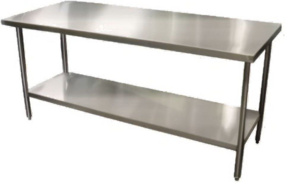 Winholt - 36" x 72" Work Table With 14/304 Stainless Steel Top and Fixed Open Undershelf & Legs With Clad Bullet Feet - DTS-3672-14 (Non-Cancelable Item, ETA 2-4 Weeks, SPECIAL ORDER)