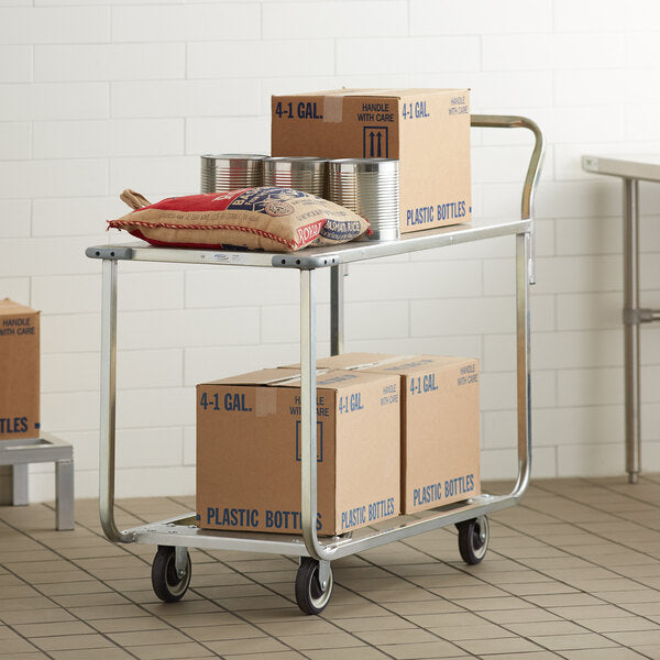 Winholt - 41" x 20" Two Shelf Stocking / Utility Cart with Bumpers and Handle - WX-1000KA-B-WM (Non-Cancelable Item, ETA 2-4 Weeks, SPECIAL ORDER)