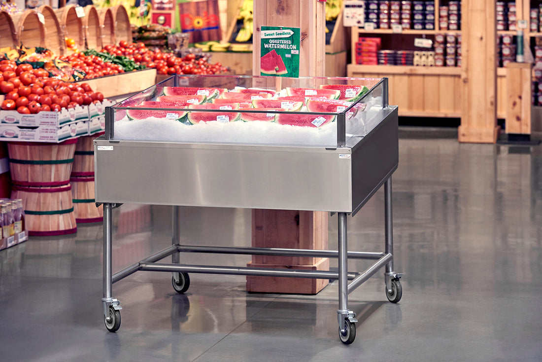 Winholt - 42" Stainless Steel Insulated Disply Table with Sneeze Guards & Lug Cart with Lug - SSMIT-4272-MLC-SNG-AL-L-1-KIT (Non-Cancelable Item, ETA 2-4 Weeks, SPECIAL ORDER)