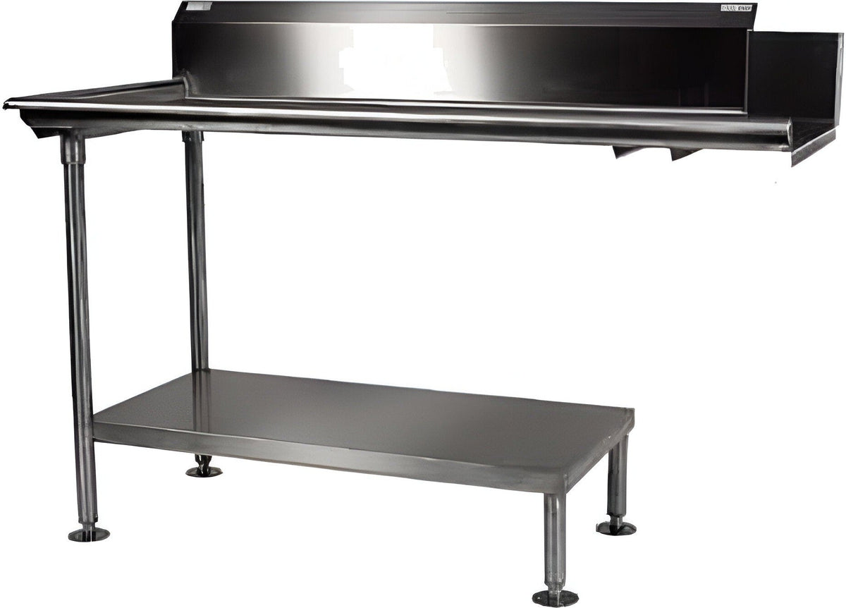 Winholt - 48" Clean Stainless Steel 16 GA Straight Dish Table with Left Table, 9" Backsplash, and Steel Legs - CDT-16-S-48R (Non-Cancelable Item, ETA 2-4 Weeks, SPECIAL ORDER)
