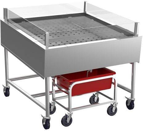 Winholt - 48" Insulated Display Table With Sneeze Guards & Lug Cart with Lug - SSMIT-4848-MLC-SNG-KIT (Non-Cancelable Item, ETA 2-4 Weeks, SPECIAL ORDER)