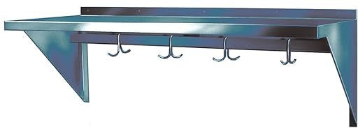 Winholt - 48" x 12" Stainless Steel Wall-Mounted Pot Rack & Hook - SSWMSH124 (Non-Cancelable Item, ETA 2-4 Weeks, SPECIAL ORDER)