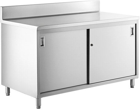Winholt - 60" x 30" Stainless Steel Boxed Backsplash with 45° Return & (2) Sliding Doors with Mid-Shelf - STCT-BBD3060-MS (Non-Cancelable Item, ETA 2-4 Weeks, SPECIAL ORDER)