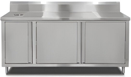 Winholt - 72" x 30" Stainless Steel Boxed Backsplash with 45° Return & (2) Sliding Doors without Mid-Shelf - STCT-BBD3072 (Non-Cancelable Item, ETA 2-4 Weeks, SPECIAL ORDER)