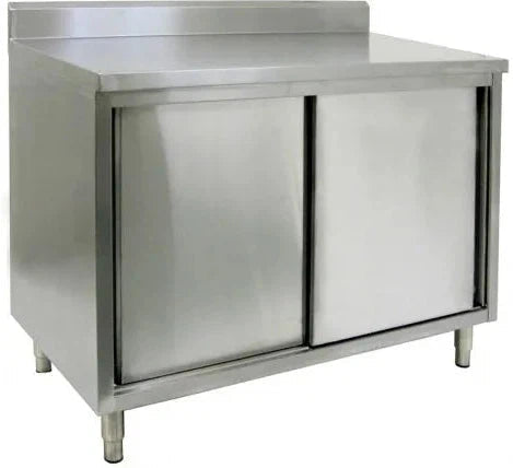 Winholt - 84" x 36" Stainless Steel Boxed Backsplash with 45° Return & (2) Sliding Doors Without Mid-Shelf - STCT-BBD3684 (Non-Cancelable Item, ETA 2-4 Weeks, SPECIAL ORDER)
